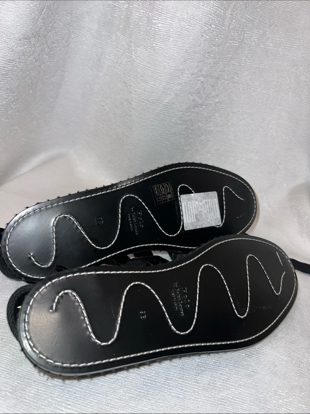 Polo Ralph Lauren Satin Lace-Up Espadrille Black Lace-Up Flats Size 9 - SB9